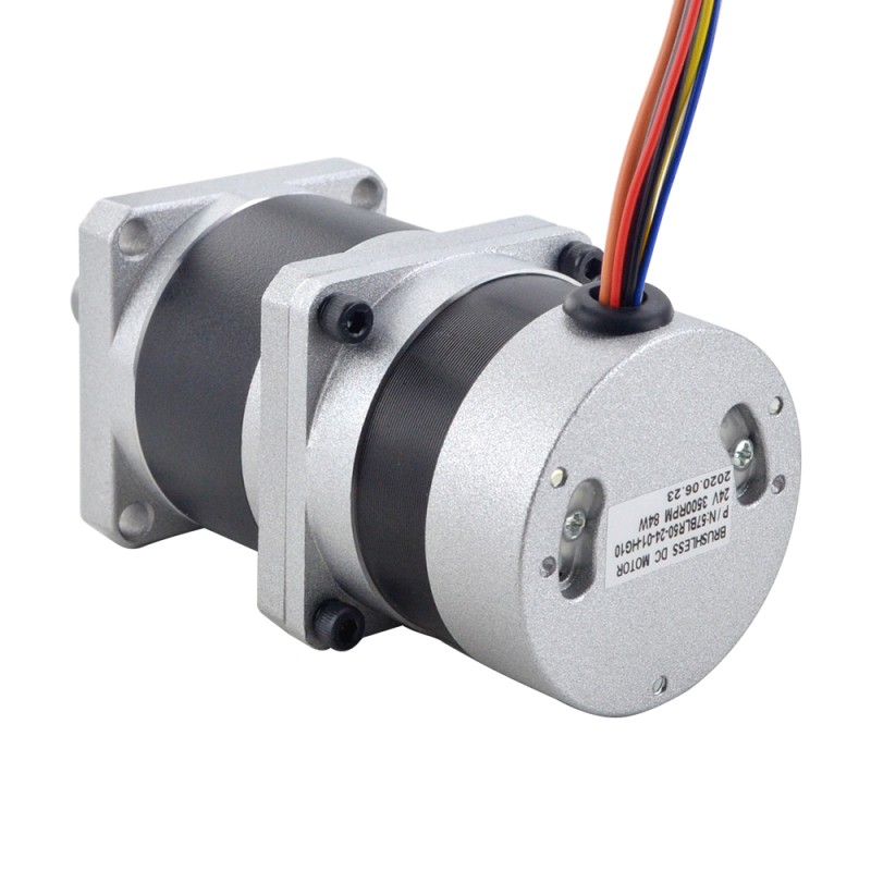 24V 84W 350RPM Geared Brushless DC Motor 1.89Nm(267.65oz.in) 10:1 High Precision Gearbox