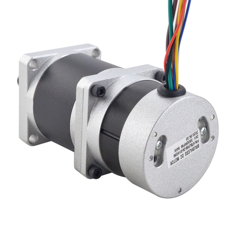 24V 84W 70RPM Geared Brushless DC Motor 8.63Nm(1221.4oz.in) 50:1 High Precision Gearbox