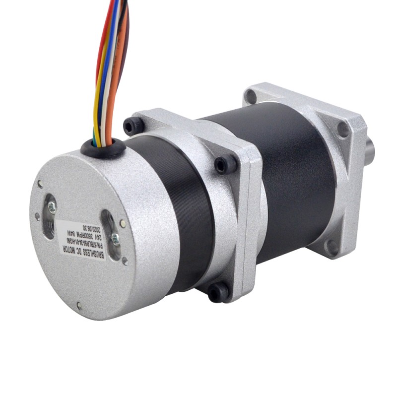 24V 84W 70RPM Geared Brushless DC Motor 8.63Nm(1221.4oz.in) 50:1 High Precision Gearbox