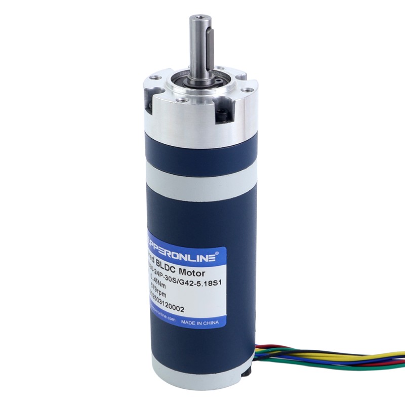 24V 30W 579RPM Geared Brushless DC Motor 0.45Nm(63.73oz.in) 5.18:1 Planetary Gearbox