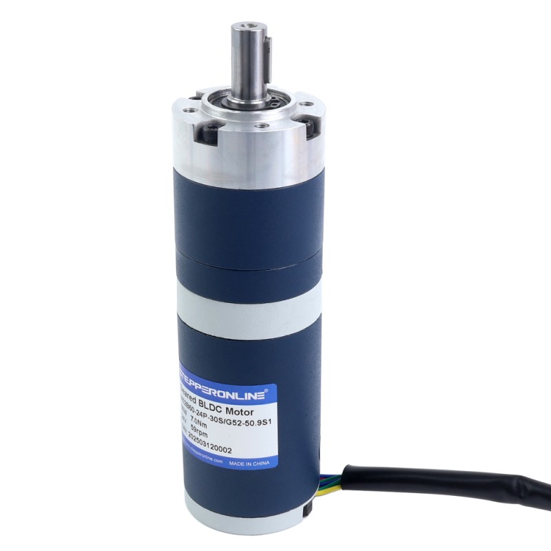 24V 60W 58.9RPM Geared Brushless DC Motor 7.00Nm(991.28oz.in) 50.9:1 Planetary Gearbox