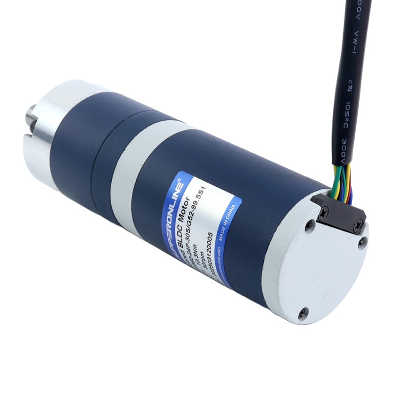 24V 60W 30.1RPM Geared Brushless DC Motor 13.80Nm(1954.24oz.in) 99.5:1 Planetary Gearbox