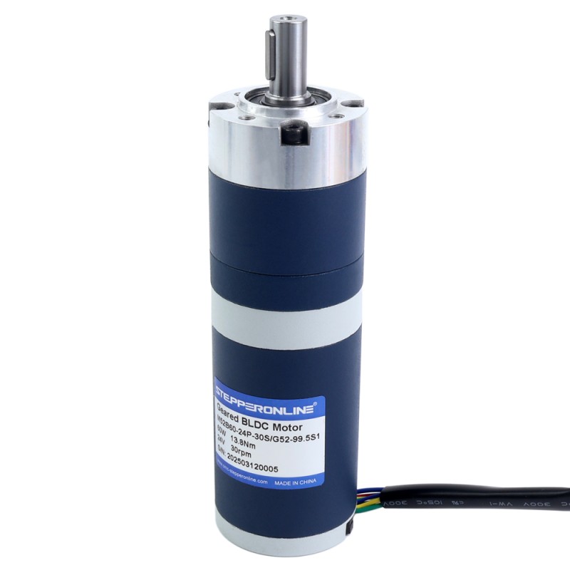 24V 60W 30.1RPM Geared Brushless DC Motor 13.80Nm(1954.24oz.in) 99.5:1 Planetary Gearbox