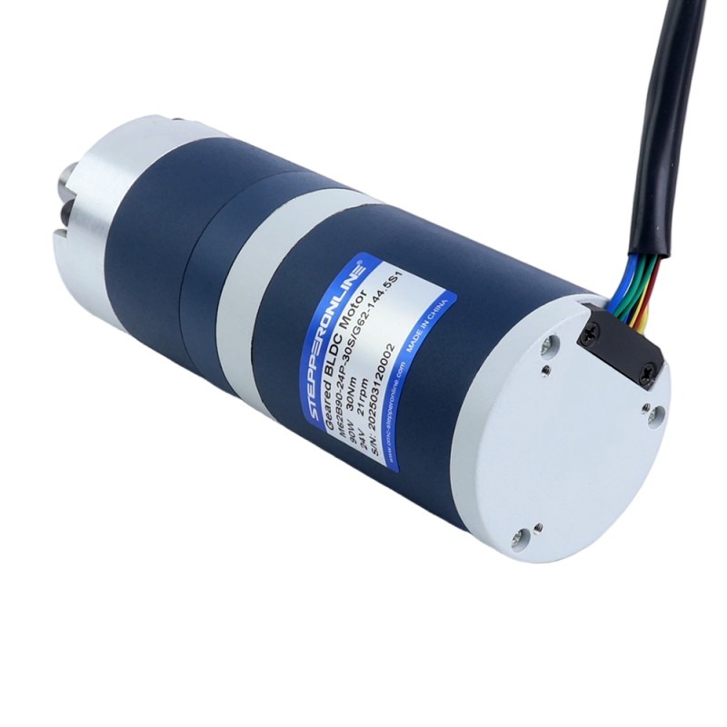 24V 90W 20.7RPM Geared Brushless DC Motor 30.00Nm(4248.35oz.in) 144.5:1 Planetary Gearbox