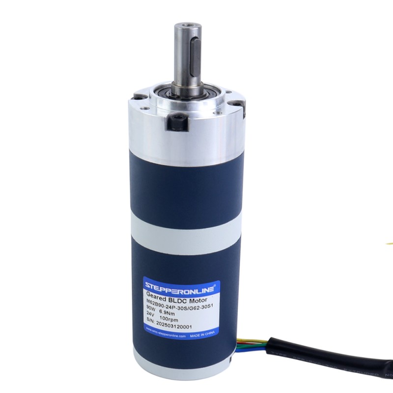 24V 90W 100RPM Geared Brushless DC Motor 6.90Nm(977.12oz.in) 30:1 Planetary Gearbox