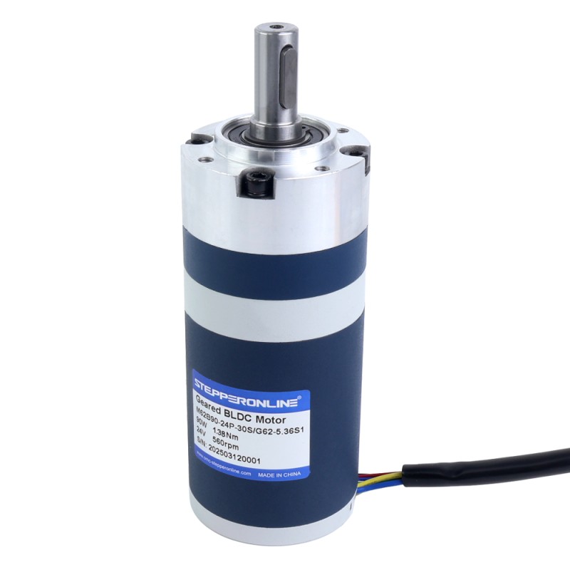 24V 90W 560RPM Geared Brushless DC Motor 1.38Nm(195.42oz.in) 5.36:1 Planetary Gearbox