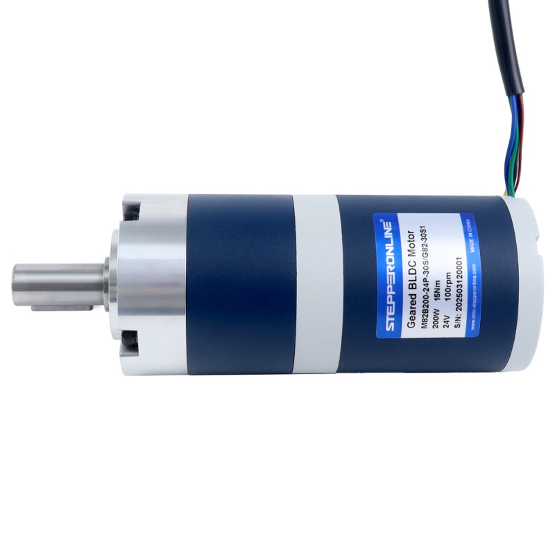 24V 200W 100RPM Geared Brushless DC Motor 15.00Nm(2124.17oz.in) 30:1 Planetary Gearbox