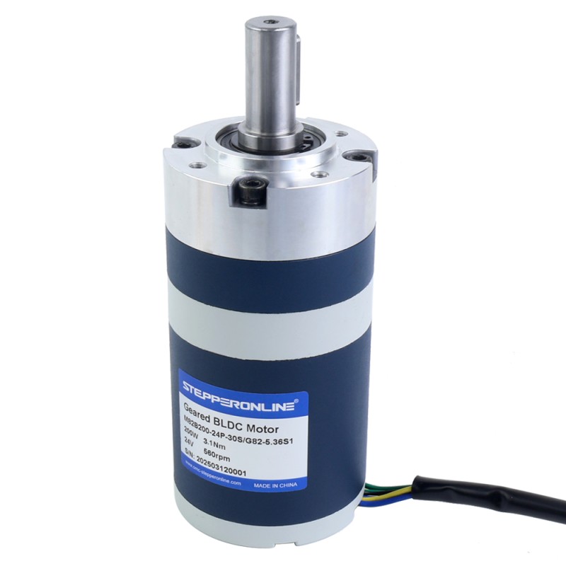 24V 200W 560RPM Geared Brushless DC Motor 3.10Nm(439.00oz.in) 5.36:1 Planetary Gearbox